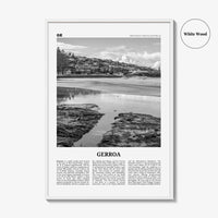 Gerroa Print Black and White, Gerroa Wall Art, Gerroa Poster, Gerroa Photo, Gerroa Wall Décor, Gerroa Map, Australia