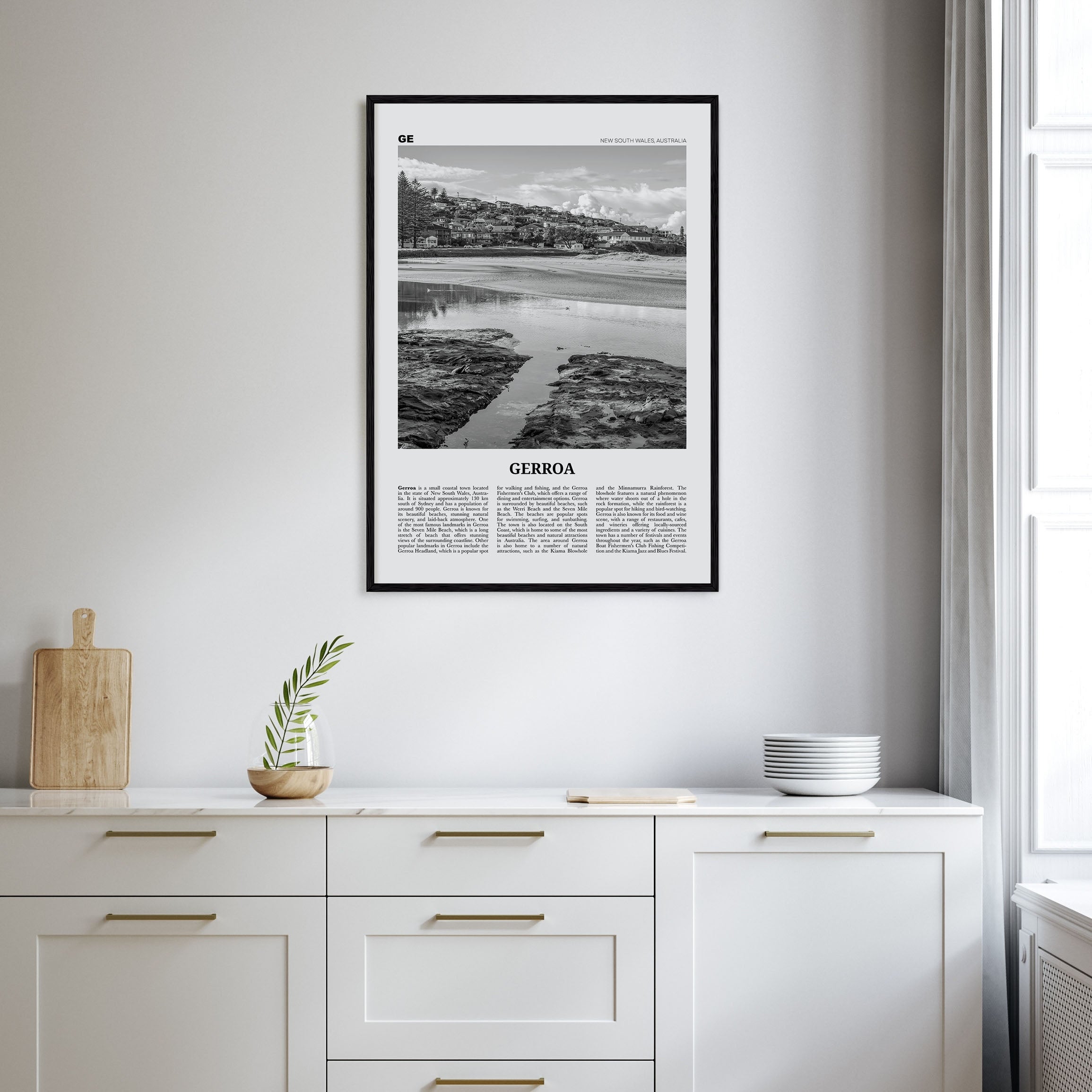 Gerroa Travel B&W Poster