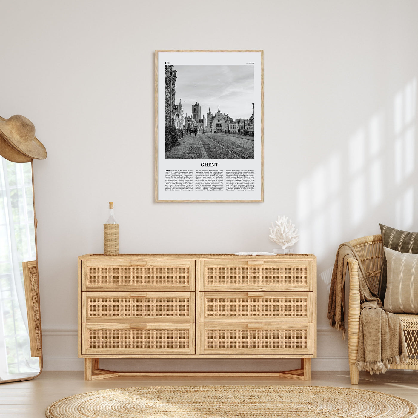 Ghent Travel B&W Poster