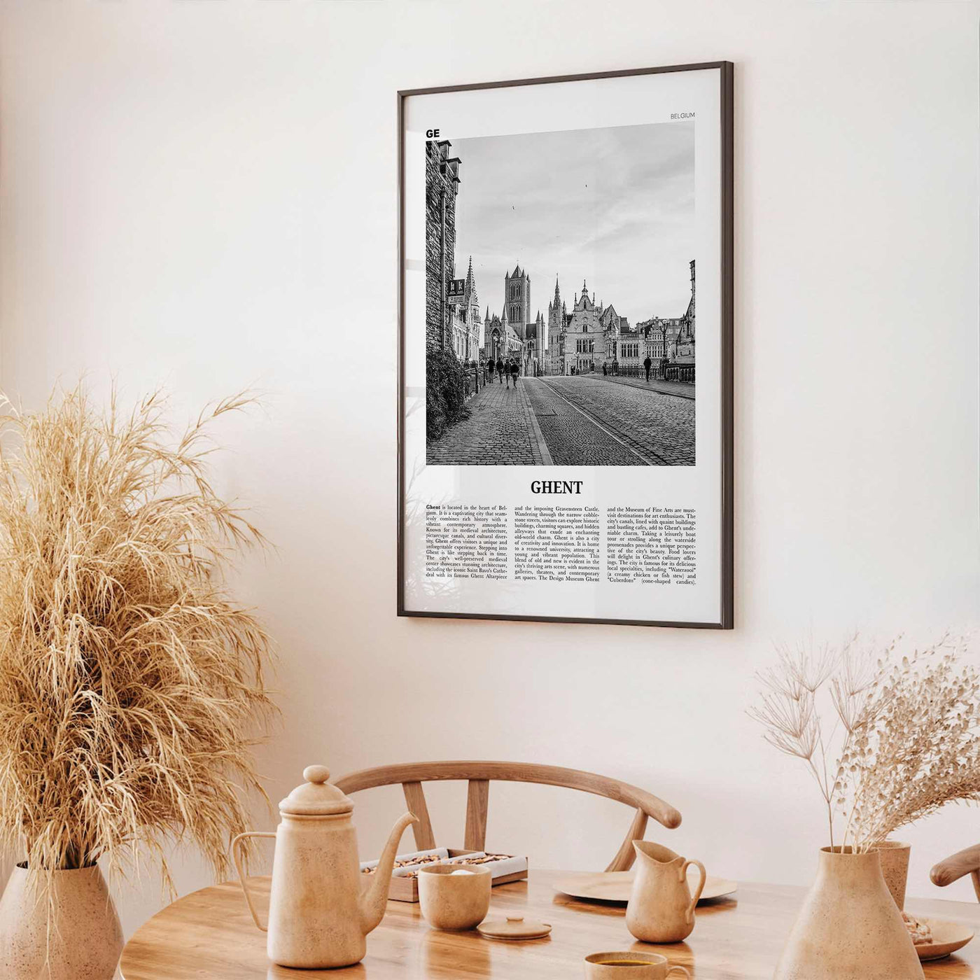 Ghent Print Black and White, Ghent Wall Art, Ghent Poster, Ghent Photo, Ghent Wall Décor, Ghent Map, Belgium