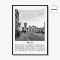 Ghent Print Black and White, Ghent Wall Art, Ghent Poster, Ghent Photo, Ghent Wall Décor, Ghent Map, Belgium