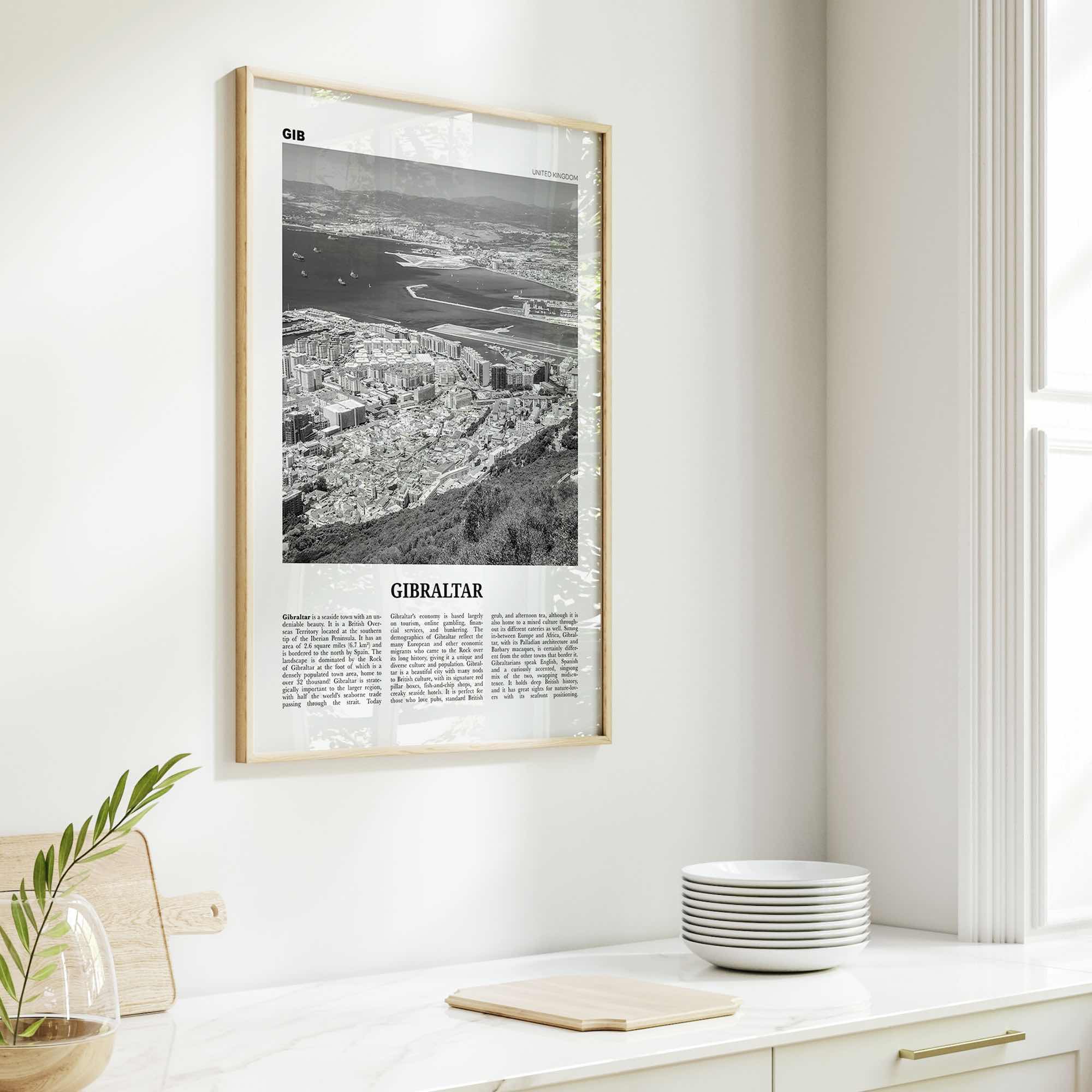 Gibraltar Print Black and White, Gibraltar Wall Art, Gibraltar Poster, Gibraltar Photo, Gibraltar Decor, British Overseas Territory, Europe