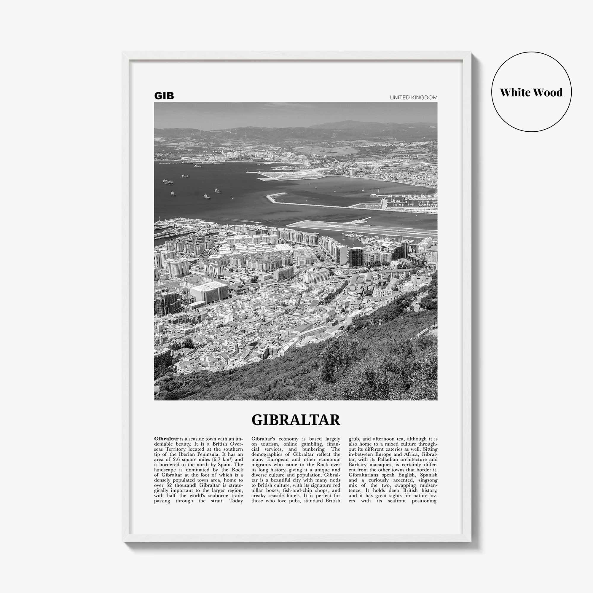 Gibraltar Print Black and White, Gibraltar Wall Art, Gibraltar Poster, Gibraltar Photo, Gibraltar Decor, British Overseas Territory, Europe