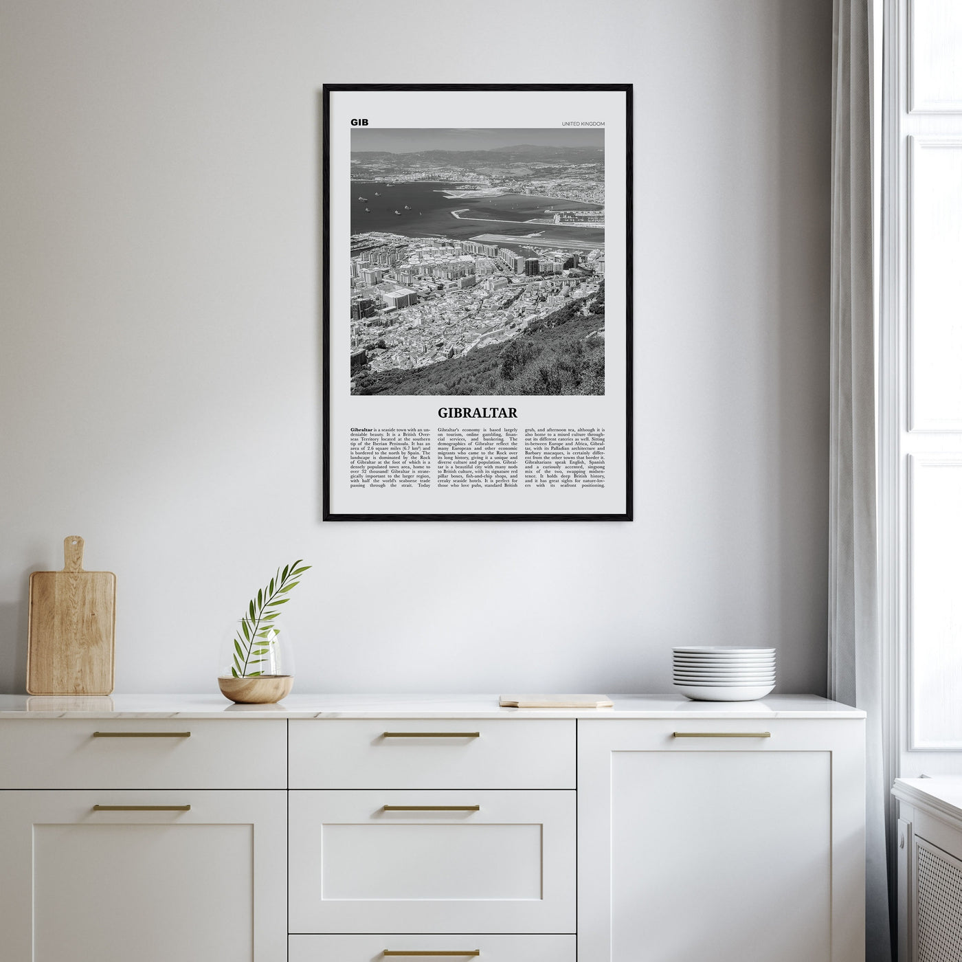 Gibraltar Travel B&W Poster