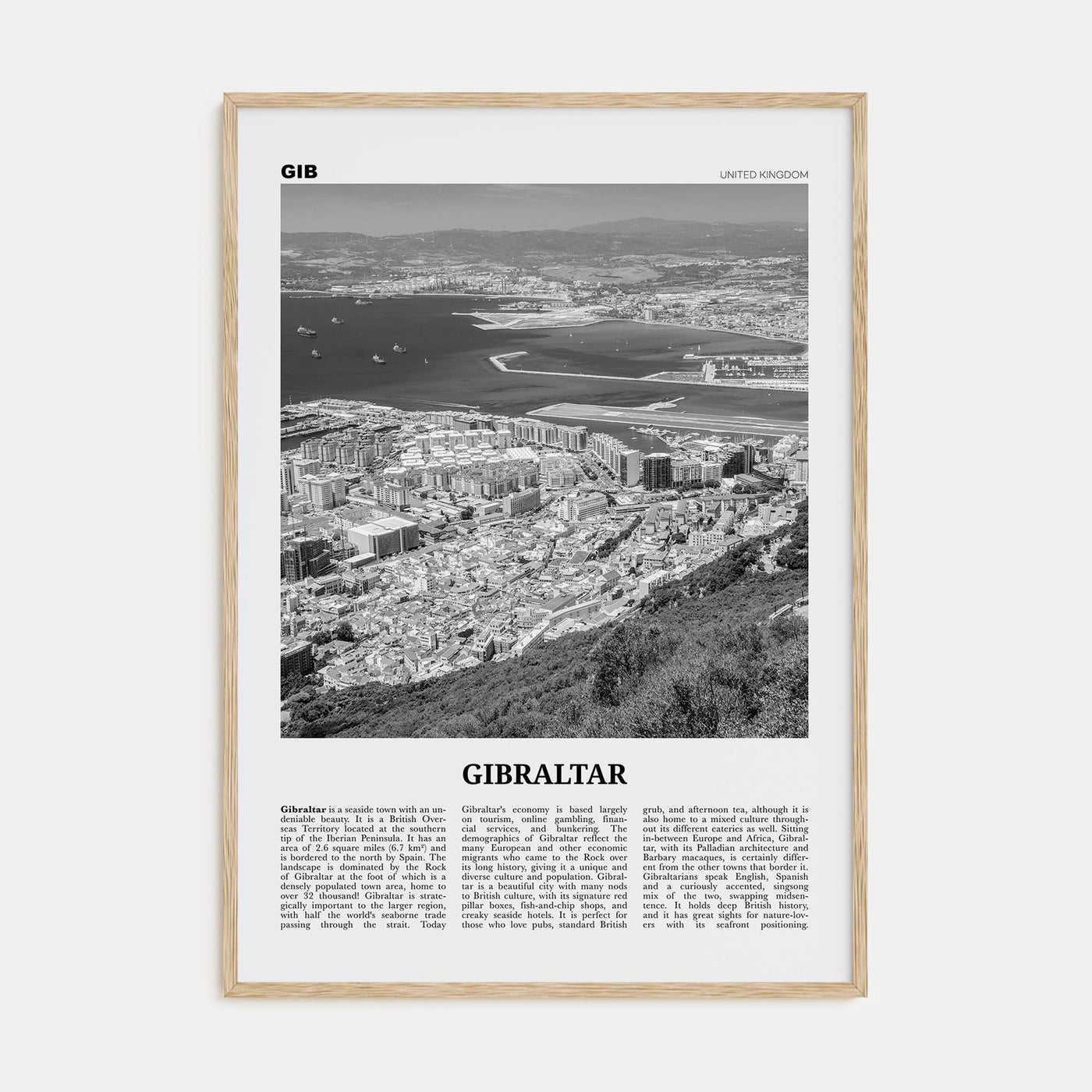 Gibraltar Travel B&W Poster