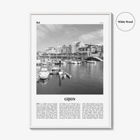 Gijon Print Black and White, Gijon Wall Art, Gijon Poster, Gijon Photo, Gijon Wall Décor, Gijon Map, Spain