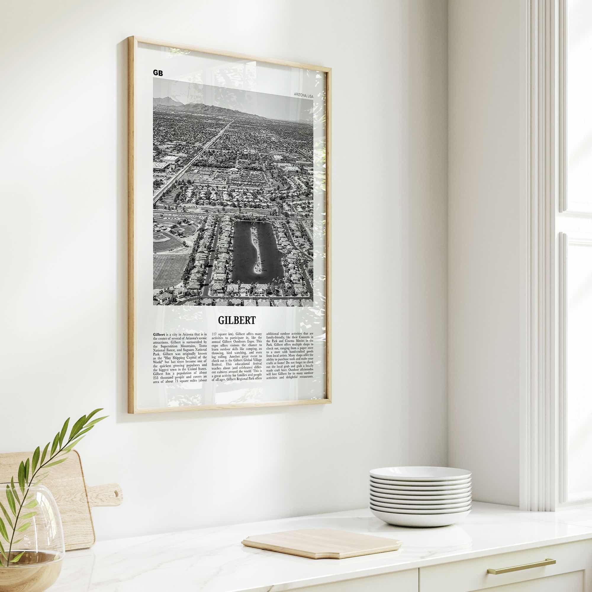 Gilbert Print Black and White, Gilbert Wall Art, Gilbert Poster, Gilbert Photo, Gilbert Wall Décor, Arizona, USA, United States