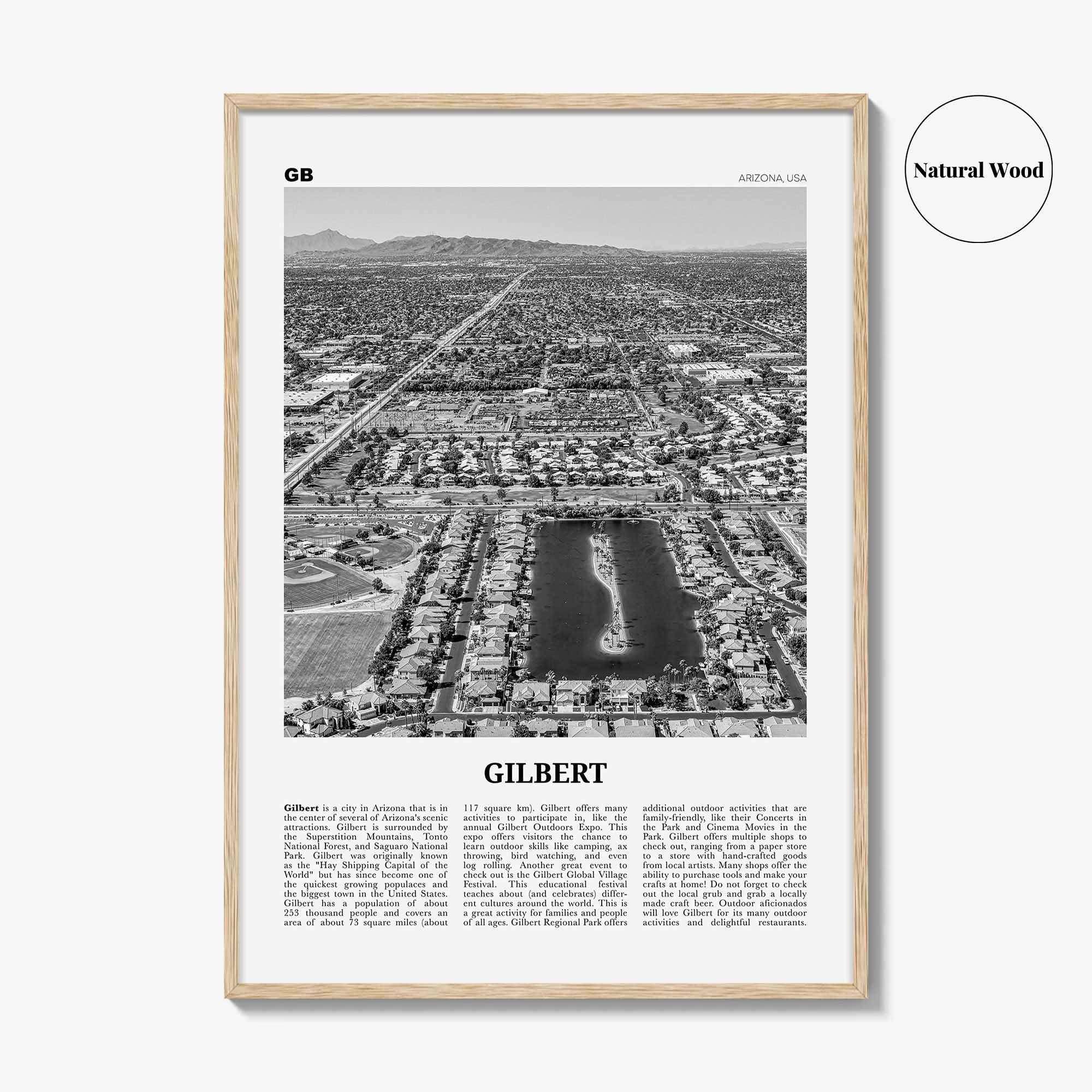 Gilbert Print Black and White, Gilbert Wall Art, Gilbert Poster, Gilbert Photo, Gilbert Wall Décor, Arizona, USA, United States