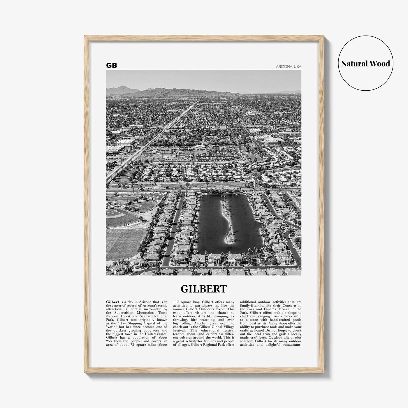 Gilbert Print Black and White, Gilbert Wall Art, Gilbert Poster, Gilbert Photo, Gilbert Wall Décor, Arizona, USA, United States
