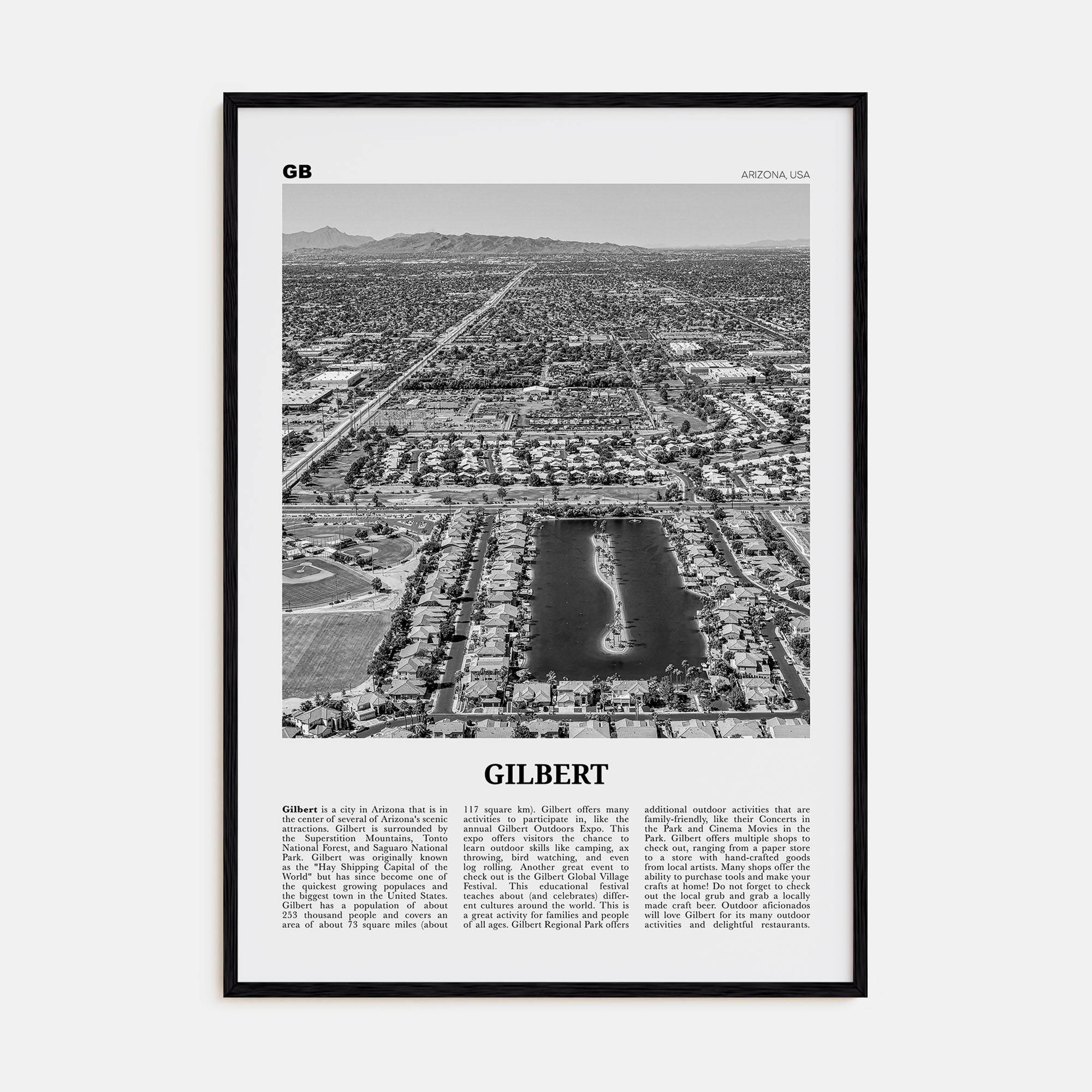 Gilbert Travel B&W Poster