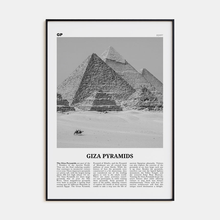 Giza Pyramids Travel B&W Poster