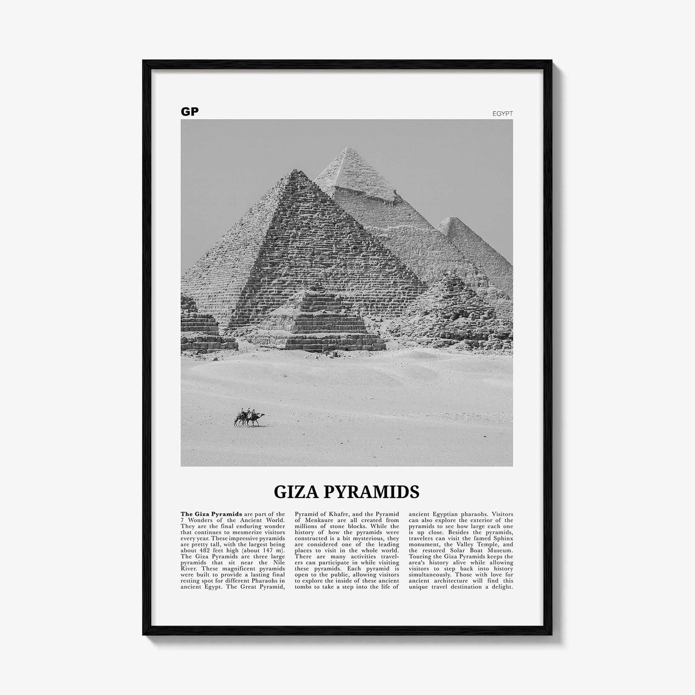Giza Pyramids Print Black and White, Giza Pyramids Wall Art, Giza Pyramids Poster, Giza Pyramids Photo, Giza Pyramids Wall Décor, Egypt