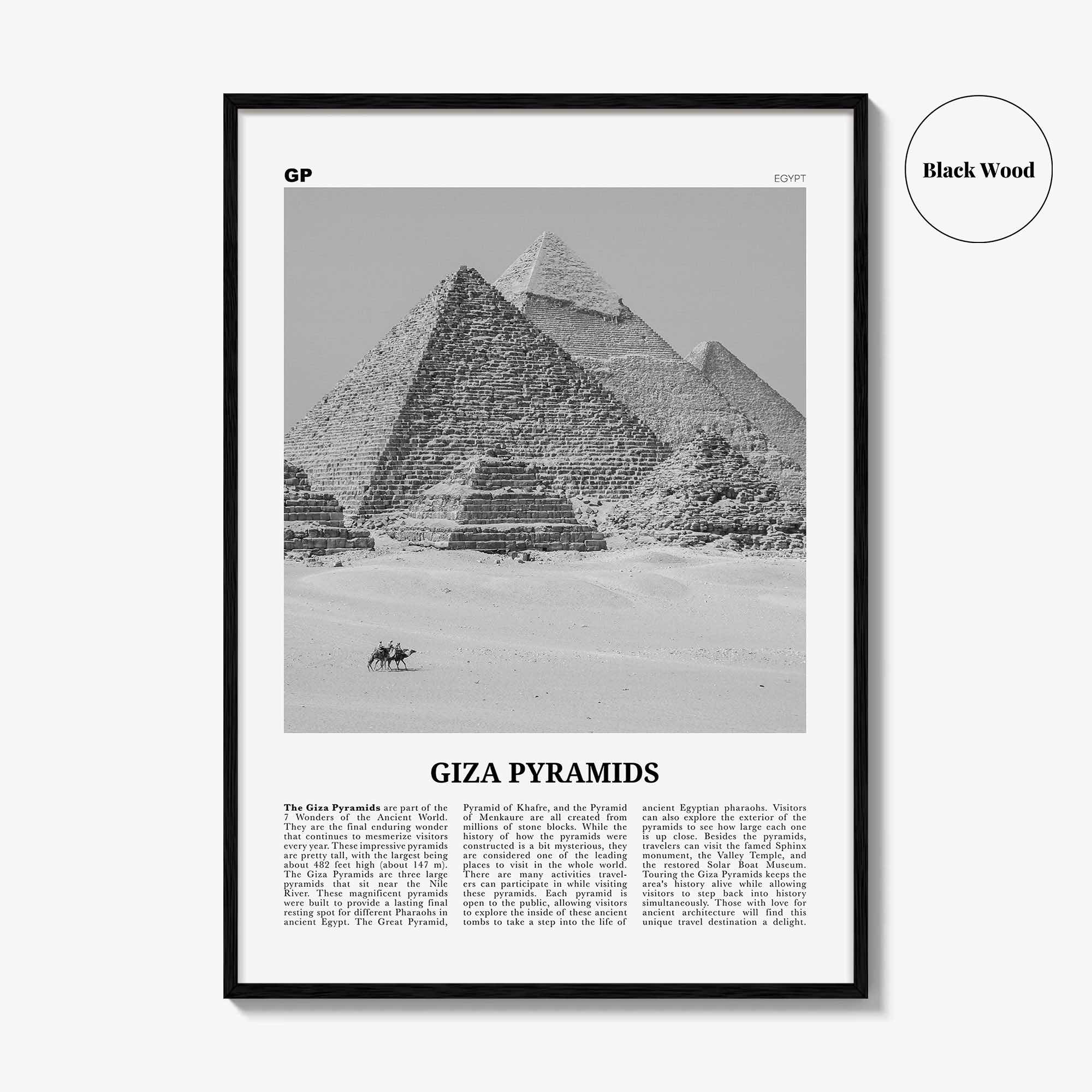 Giza Pyramids Print Black and White, Giza Pyramids Wall Art, Giza Pyramids Poster, Giza Pyramids Photo, Giza Pyramids Wall Décor, Egypt