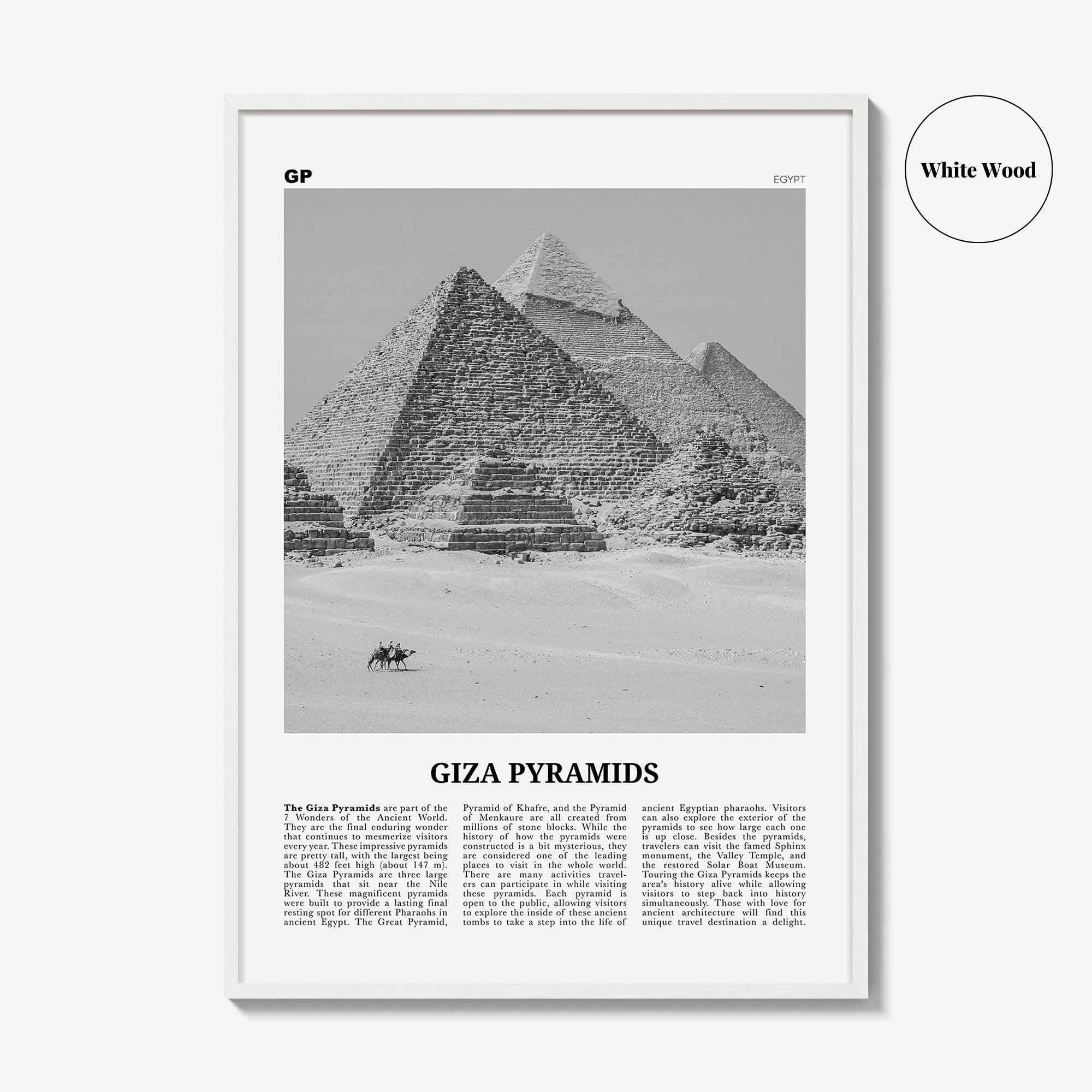 Giza Pyramids Print Black and White, Giza Pyramids Wall Art, Giza Pyramids Poster, Giza Pyramids Photo, Giza Pyramids Wall Décor, Egypt