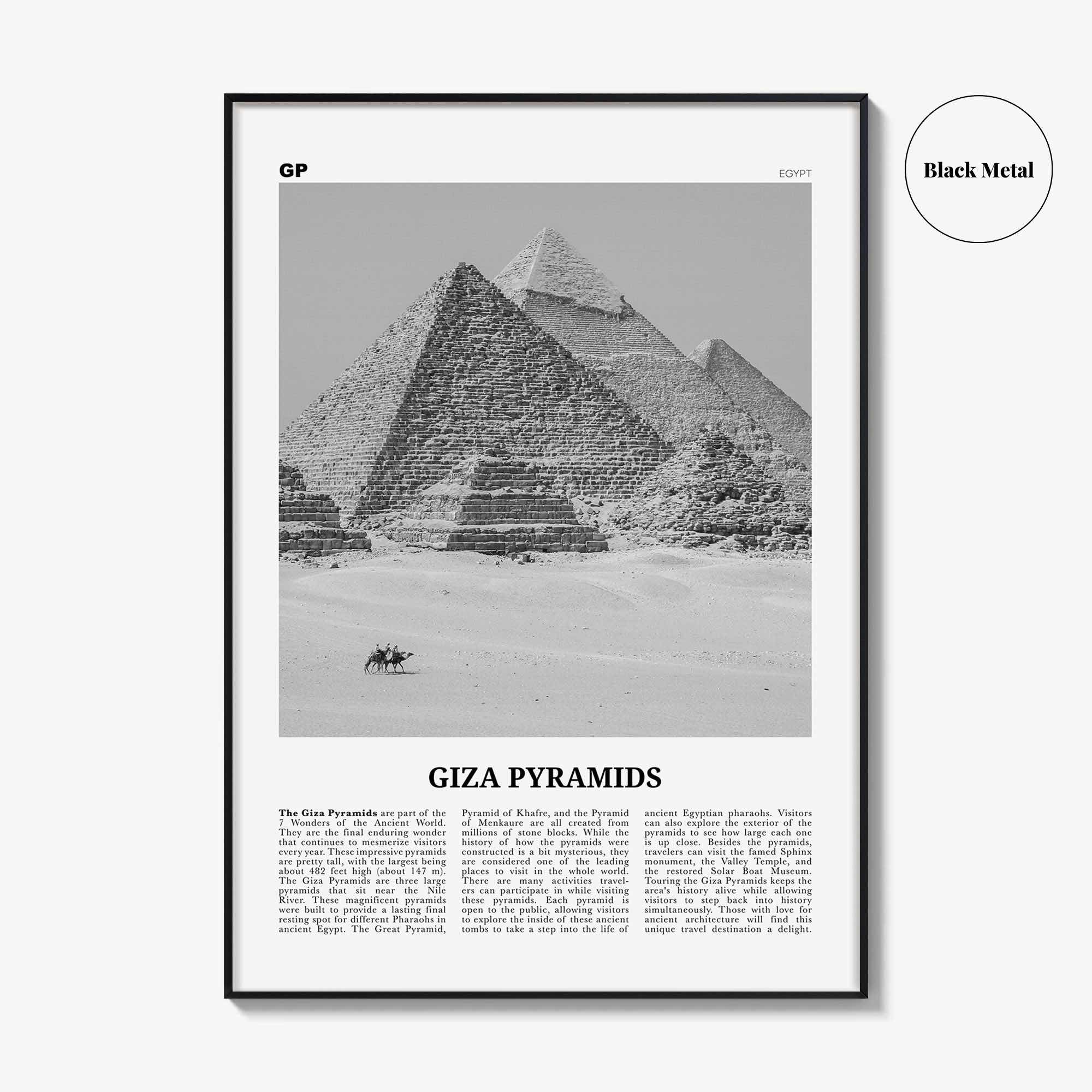Giza Pyramids Print Black and White, Giza Pyramids Wall Art, Giza Pyramids Poster, Giza Pyramids Photo, Giza Pyramids Wall Décor, Egypt