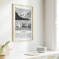 Glacier Bay National Park Print Black and White, Glacier Bay Wall Art, Glacier Bay Poster, Glacier Bay Photo, Glacier Bay Décor, Alaska, USA