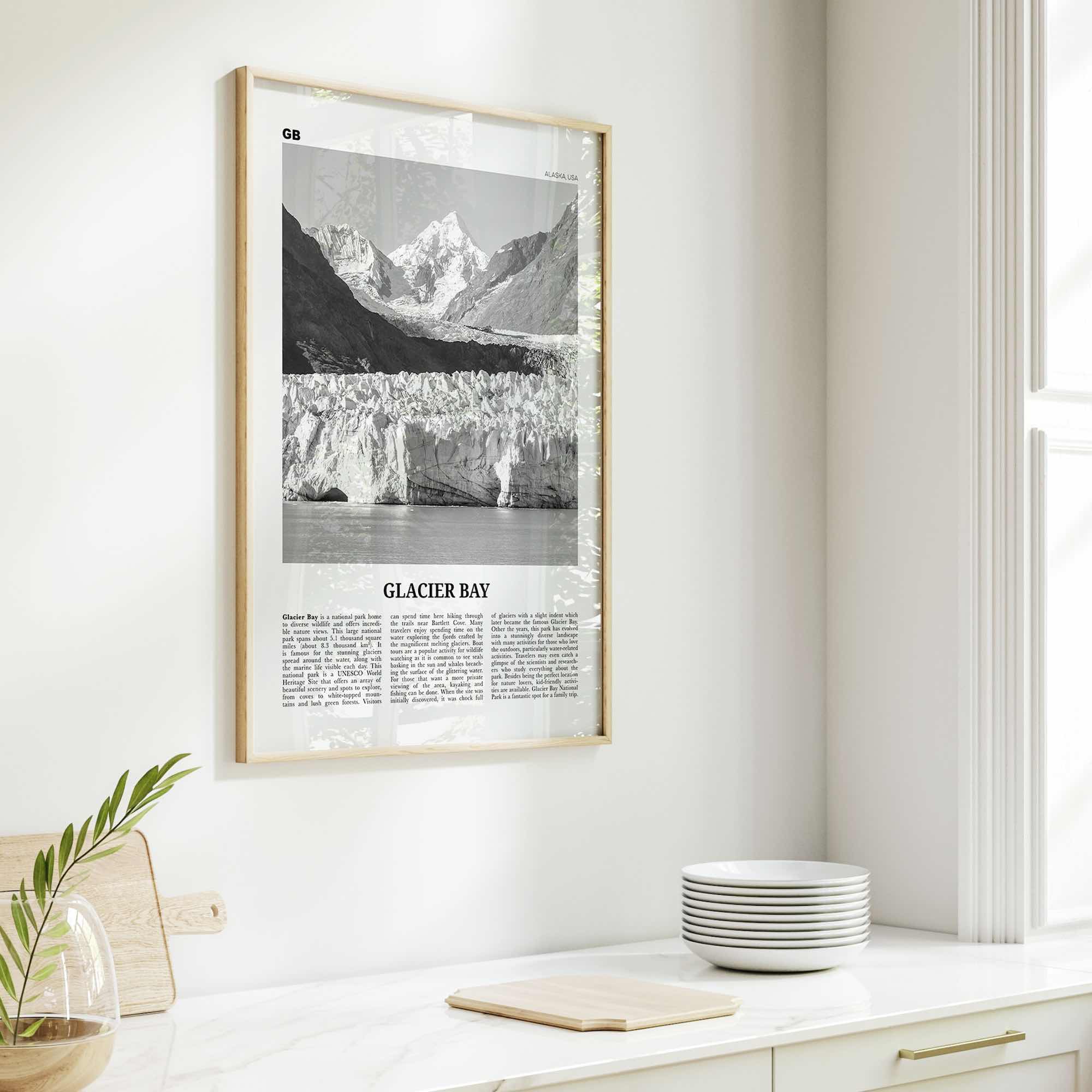 Glacier Bay National Park Print Black and White, Glacier Bay Wall Art, Glacier Bay Poster, Glacier Bay Photo, Glacier Bay Décor, Alaska, USA