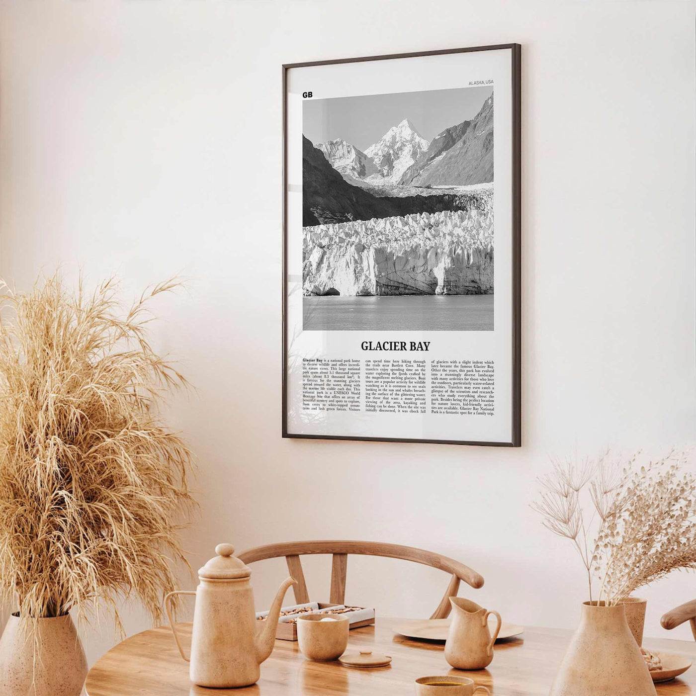 Glacier Bay National Park Print Black and White, Glacier Bay Wall Art, Glacier Bay Poster, Glacier Bay Photo, Glacier Bay Décor, Alaska, USA