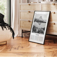 Glacier National Park Print Black and White, Glacier Wall Art, Glacier Poster, Glacier Photo, Montana, USA, United States