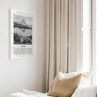 Glacier National Park Print Black and White, Glacier Wall Art, Glacier Poster, Glacier Photo, Montana, USA, United States