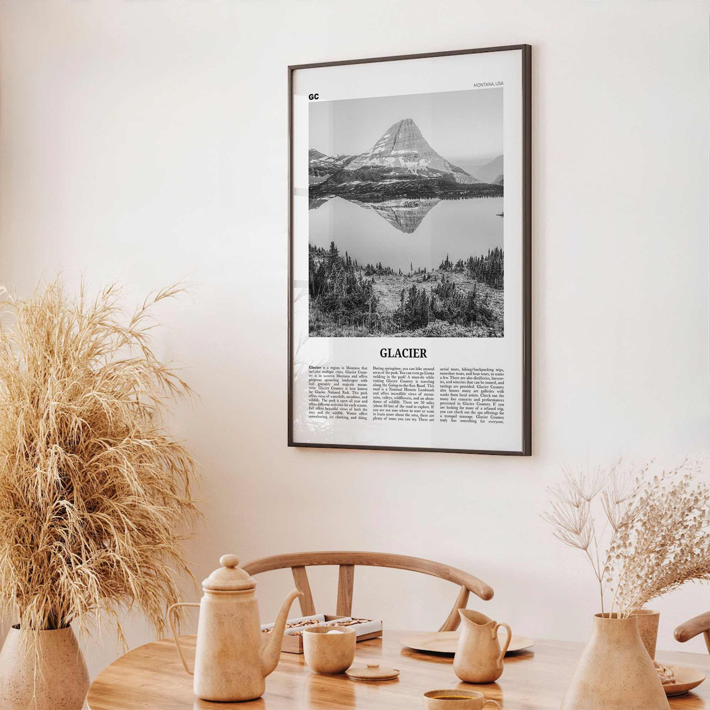 Glacier National Park Print Black and White, Glacier Wall Art, Glacier Poster, Glacier Photo, Montana, USA, United States