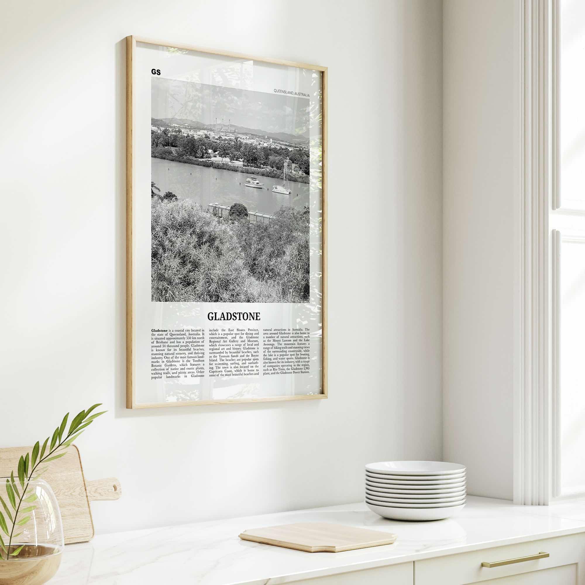 Gladstone Print Black and White, Gladstone Wall Art, Gladstone Poster, Gladstone Photo, Gladstone Wall Décor, Gladstone Map, Australia