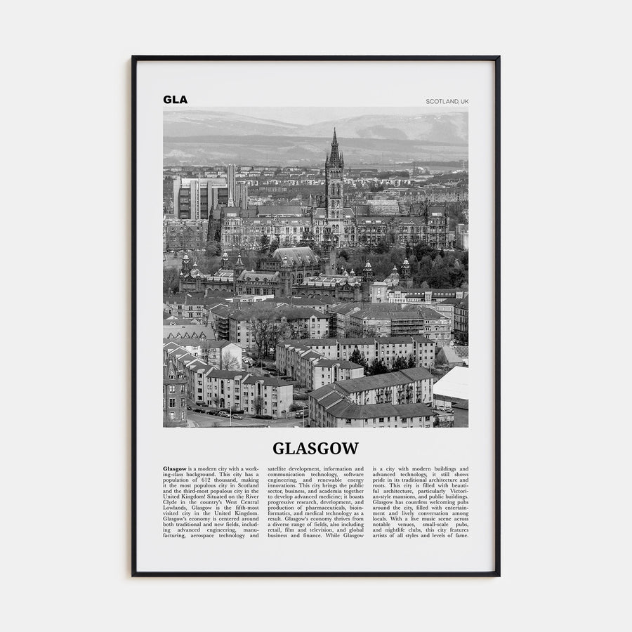 Glasgow Travel B&W Poster
