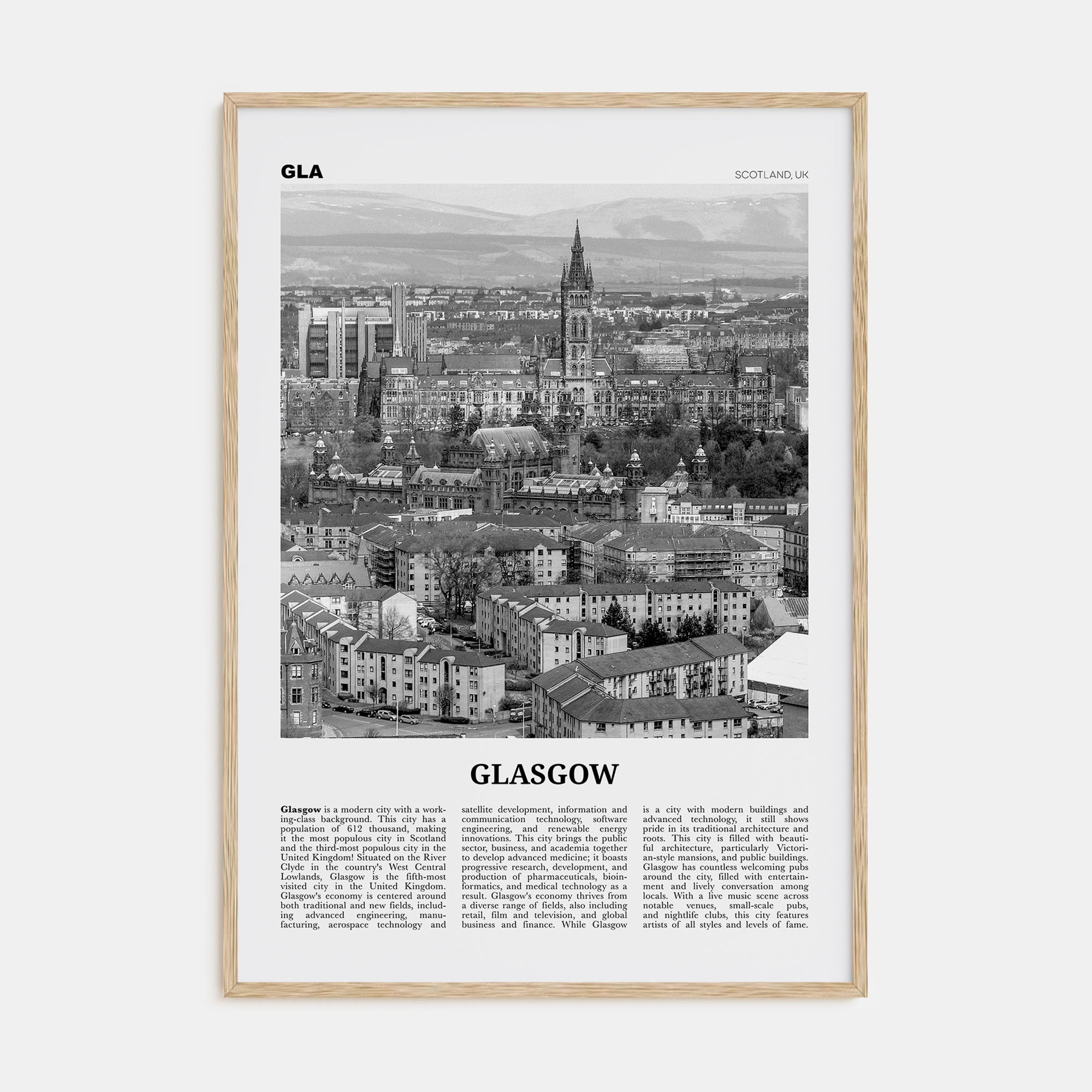 Glasgow Travel B&W Poster