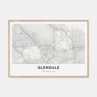 Glendale, California Map Landscape Poster
