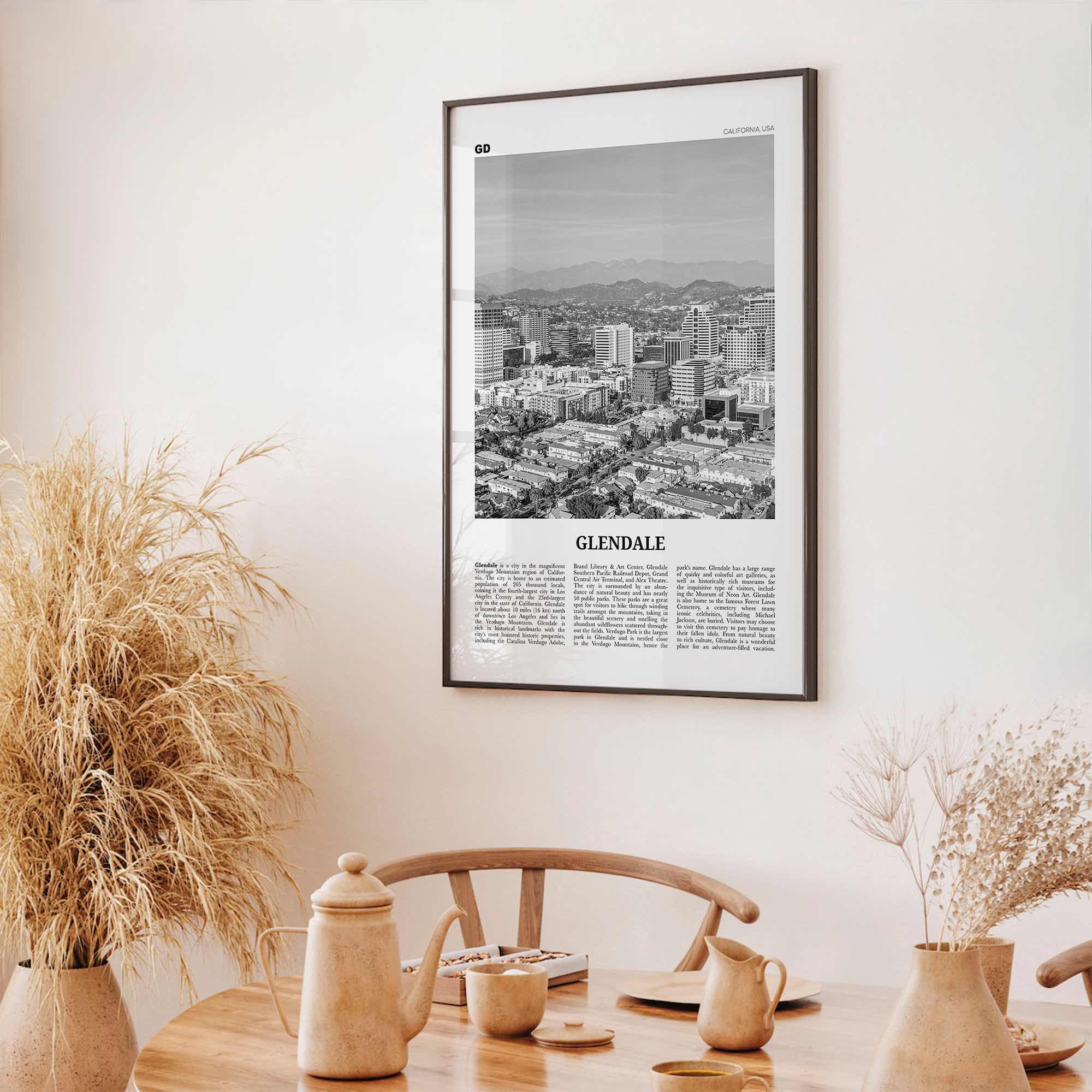 Glendale Print Black and White California, Glendale Wall Art, Glendale Poster, Glendale Photo, Glendale Wall Decor, USA, United States