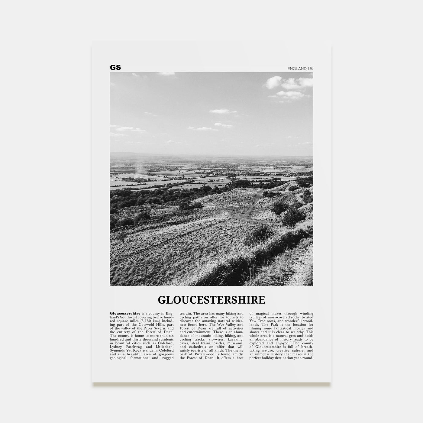 Gloucestershire Travel B&W Poster