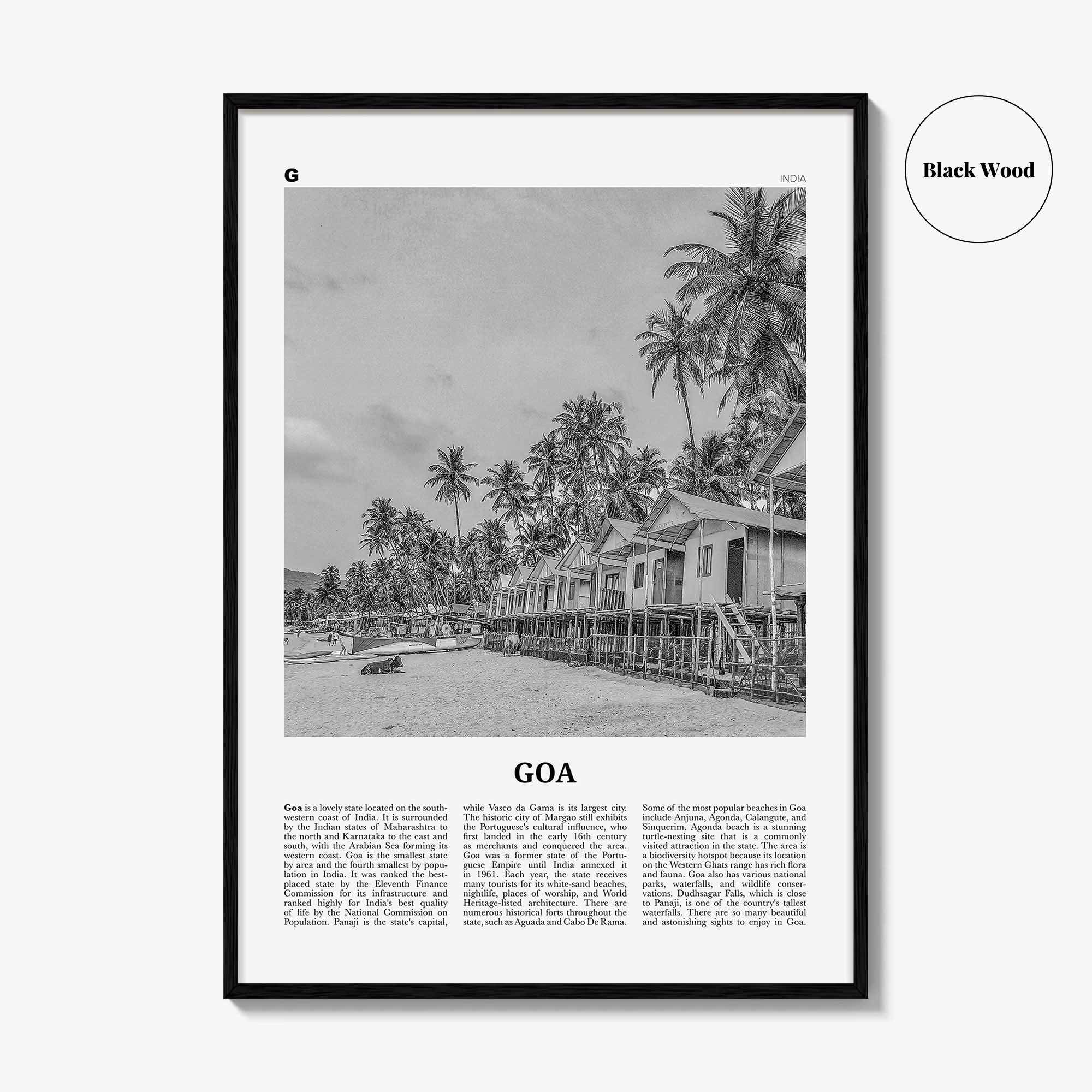 Goa Print Black and White No 1, Goa Wall Art, Goa Poster, Goa Photo, Goa Wall Décor, India, Konkan, Panaji