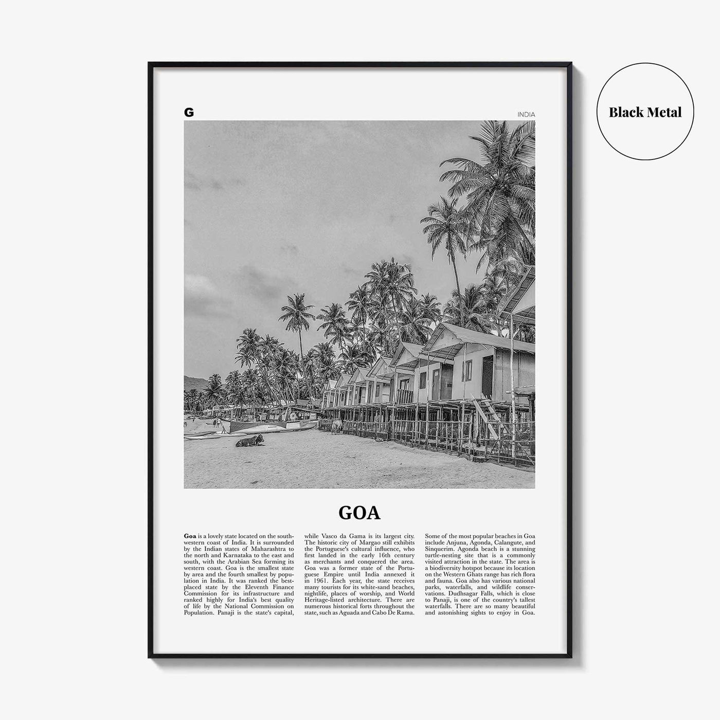 Goa Print Black and White No 1, Goa Wall Art, Goa Poster, Goa Photo, Goa Wall Décor, India, Konkan, Panaji
