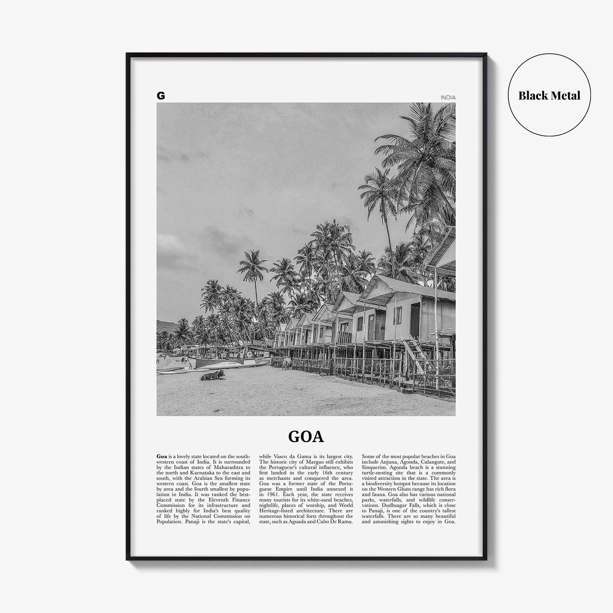 Goa Print Black and White No 1, Goa Wall Art, Goa Poster, Goa Photo, Goa Wall Décor, India, Konkan, Panaji