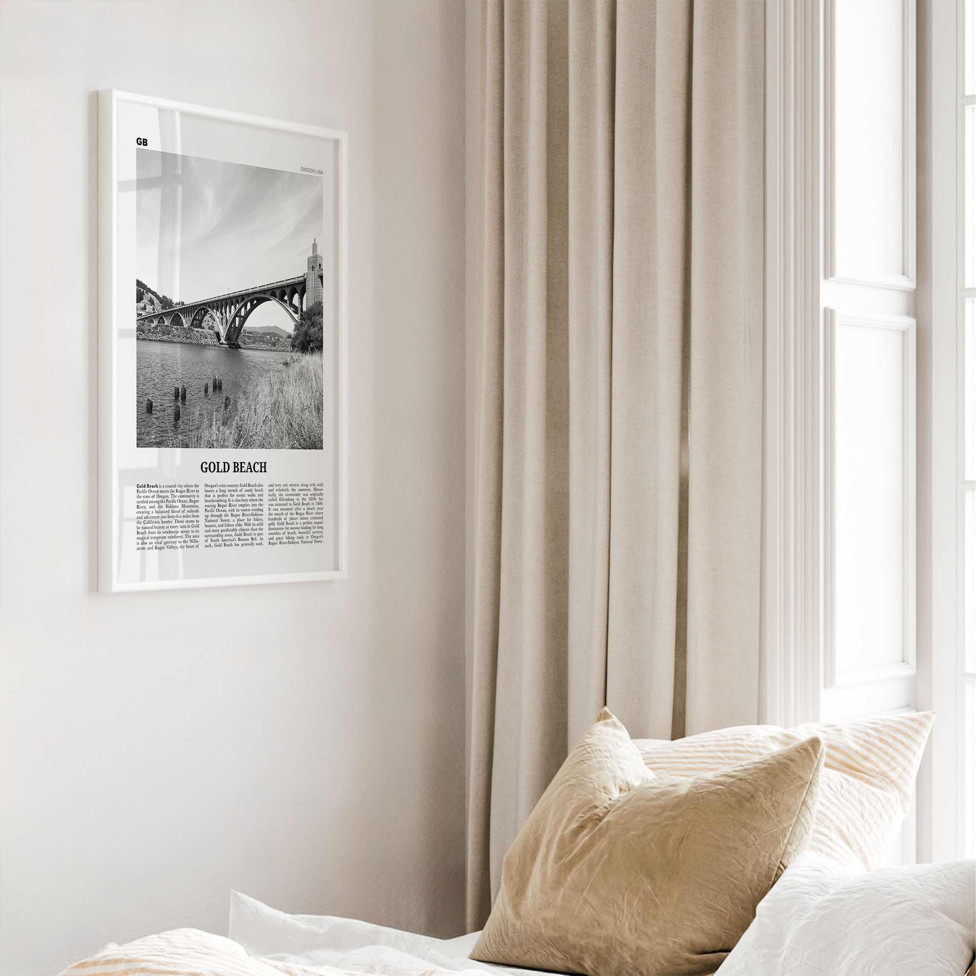 Gold Beach Print Black and White, Gold Beach Wall Art, Gold Beach Poster, Gold Beach Photo, Gold Beach Décor, Gold Beach Map, Oregon, USA