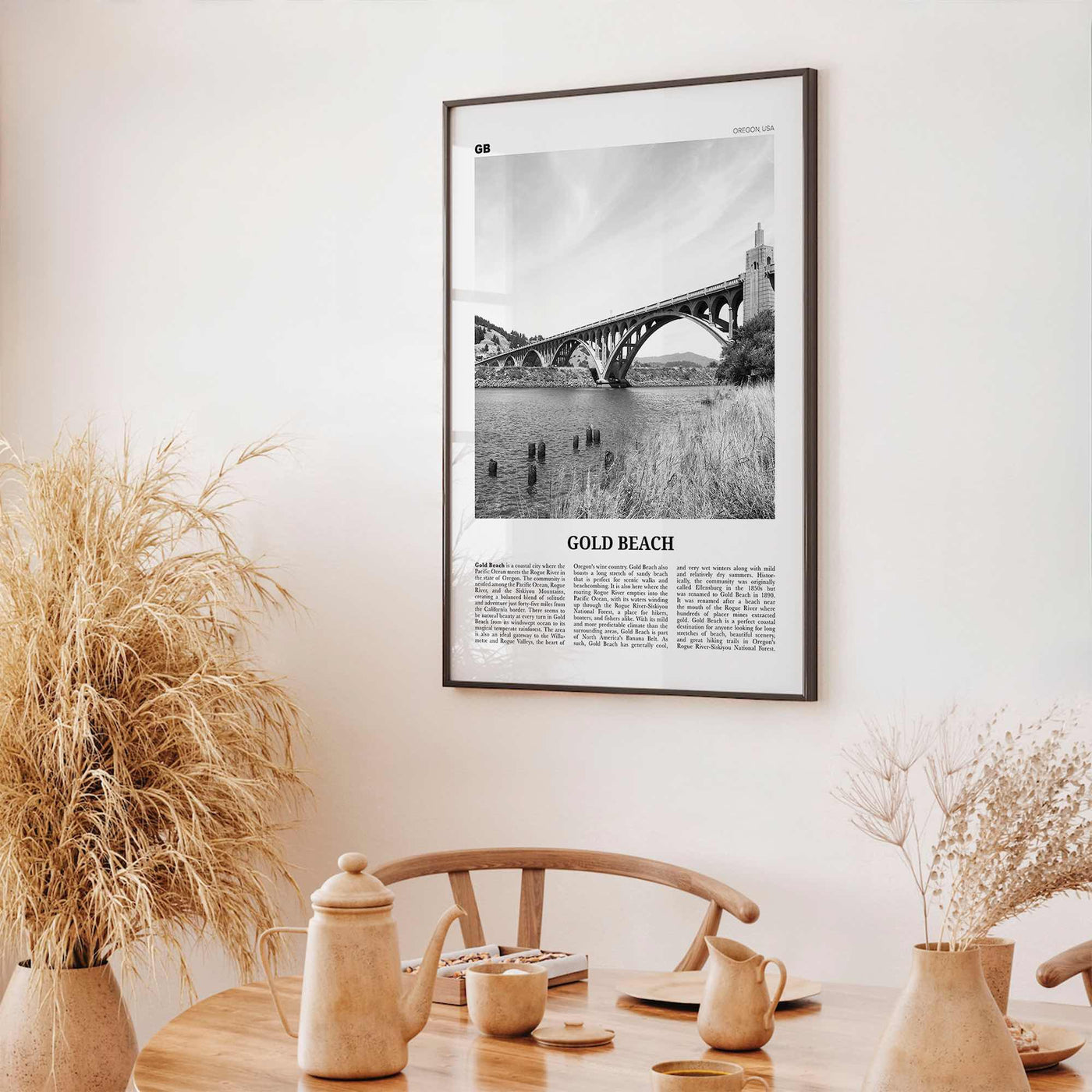 Gold Beach Print Black and White, Gold Beach Wall Art, Gold Beach Poster, Gold Beach Photo, Gold Beach Décor, Gold Beach Map, Oregon, USA