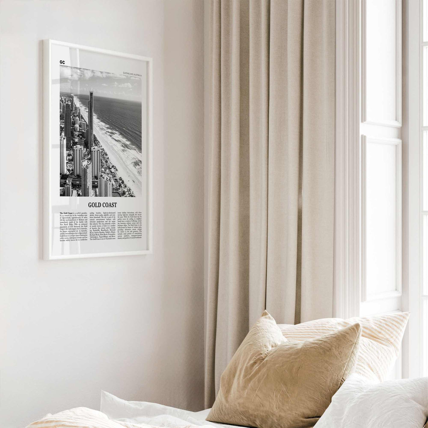 Gold Coast Print Black and White, Gold Coast Wall Art, Gold Coast Poster, Gold Coast Photo, Queensland, Australia, Oceania, Surfers Paradise