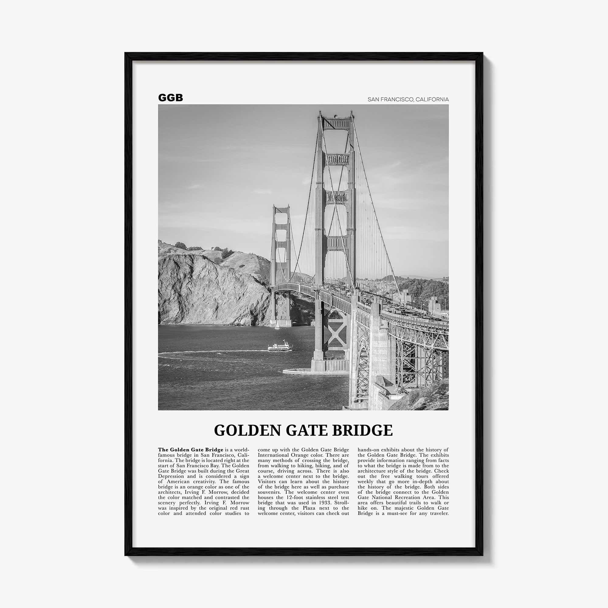 Golden Gate Bridge Print Black and White, Golden Gate Bridge Wall Art, Golden Gate Bridge Poster, Golden Gate Bridge Photo, San Francisco