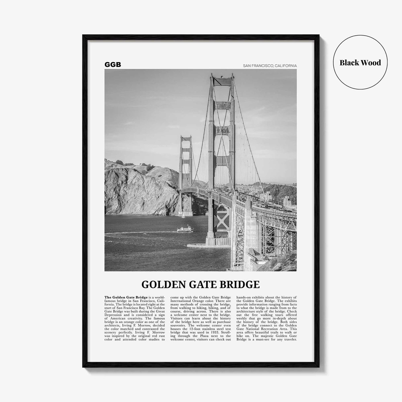 Golden Gate Bridge Print Black and White, Golden Gate Bridge Wall Art, Golden Gate Bridge Poster, Golden Gate Bridge Photo, San Francisco