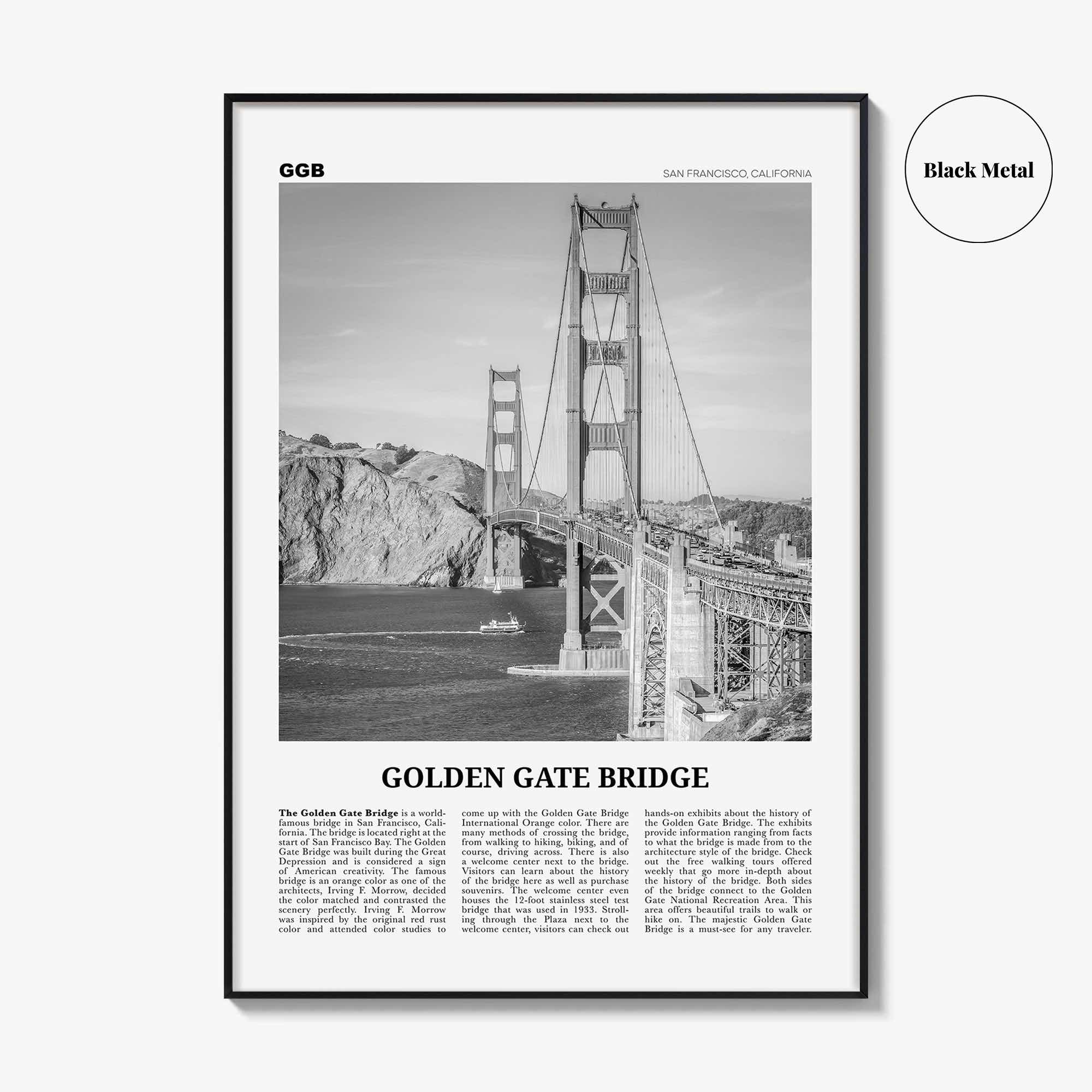 Golden Gate Bridge Print Black and White, Golden Gate Bridge Wall Art, Golden Gate Bridge Poster, Golden Gate Bridge Photo, San Francisco