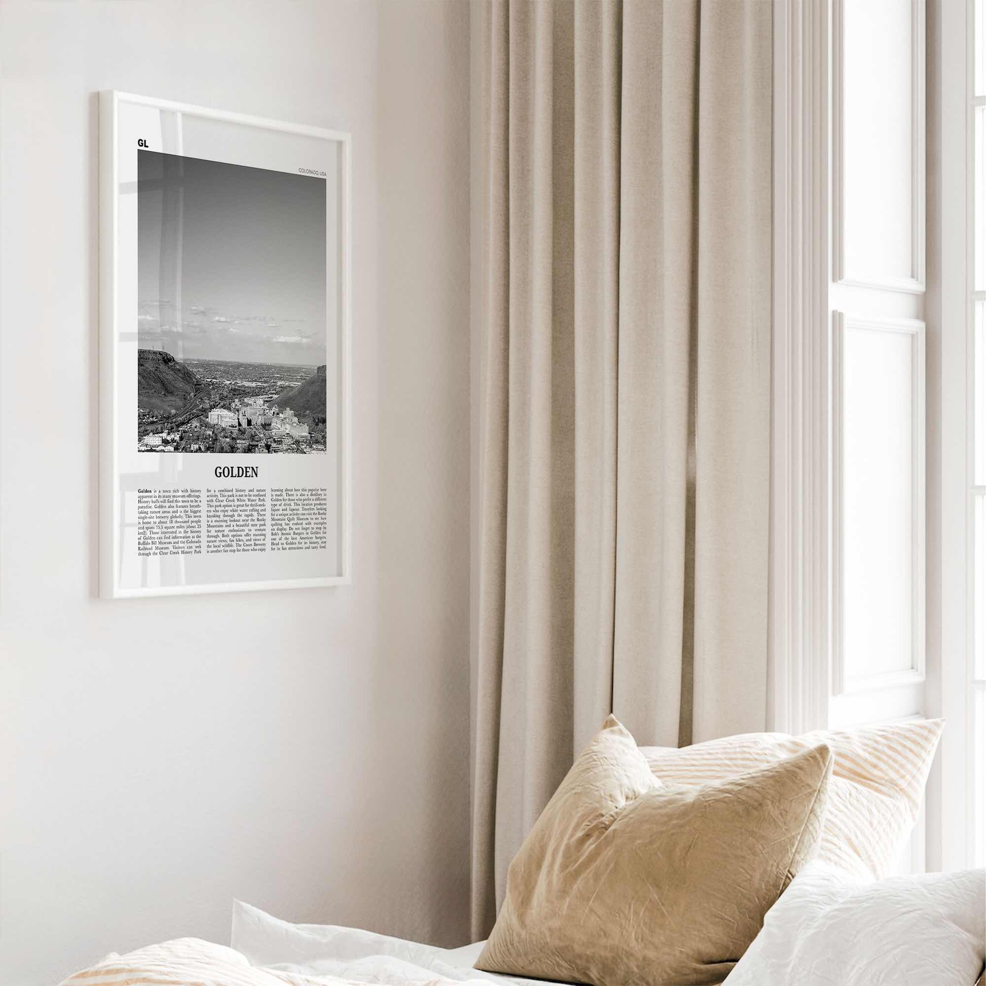 Golden Print Black and White, Golden Wall Art, Golden Poster, Golden Photo, Golden Wall Décor, Golden Map, Colorado, USA