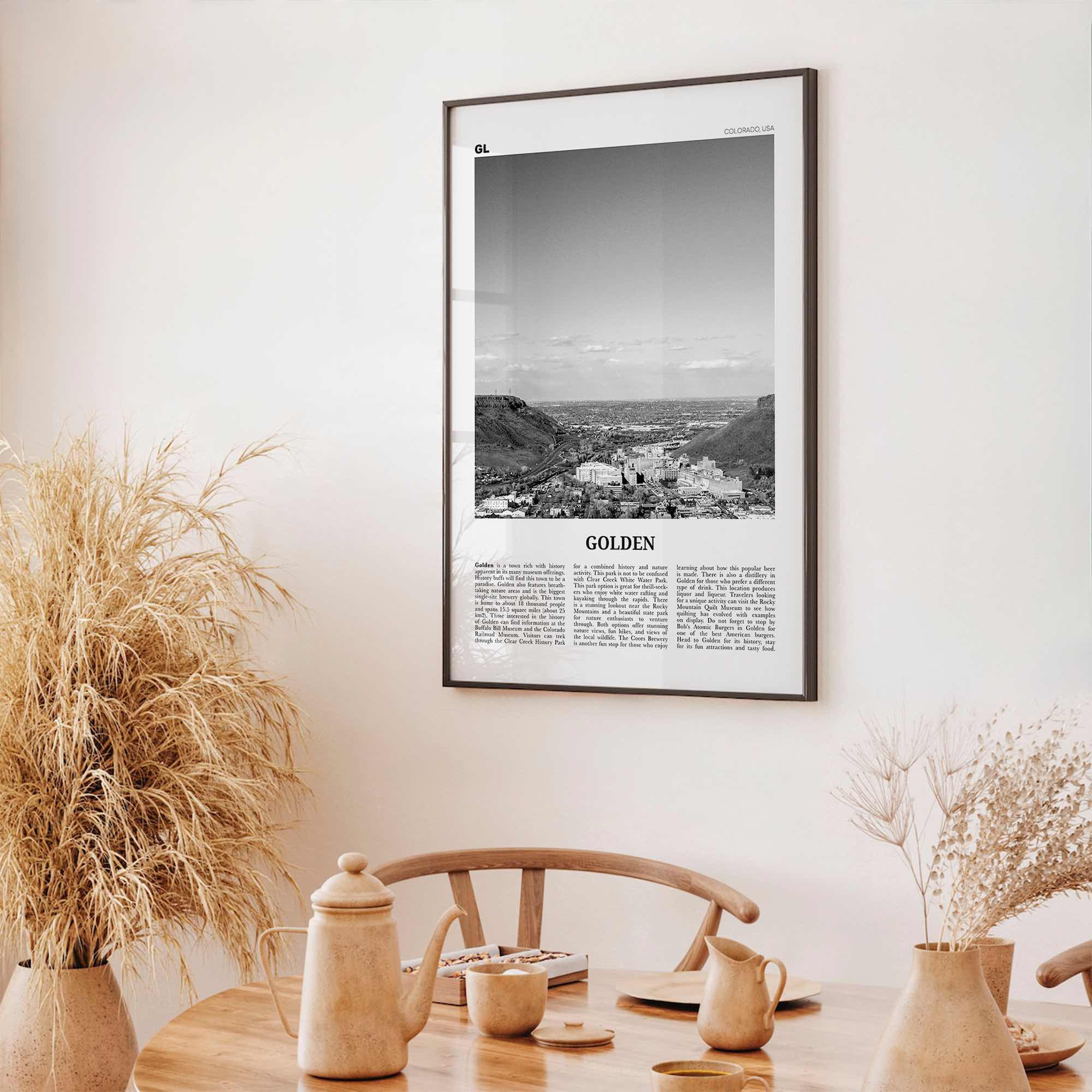 Golden Print Black and White, Golden Wall Art, Golden Poster, Golden Photo, Golden Wall Décor, Golden Map, Colorado, USA