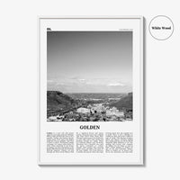 Golden Print Black and White, Golden Wall Art, Golden Poster, Golden Photo, Golden Wall Décor, Golden Map, Colorado, USA