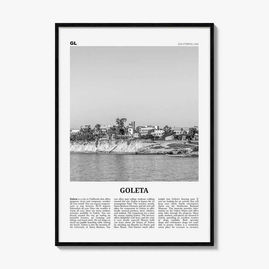 Goleta Print Black and White, Goleta Wall Art, Goleta Poster, Goleta Photo, Goleta Wall Décor, California, USA, United States