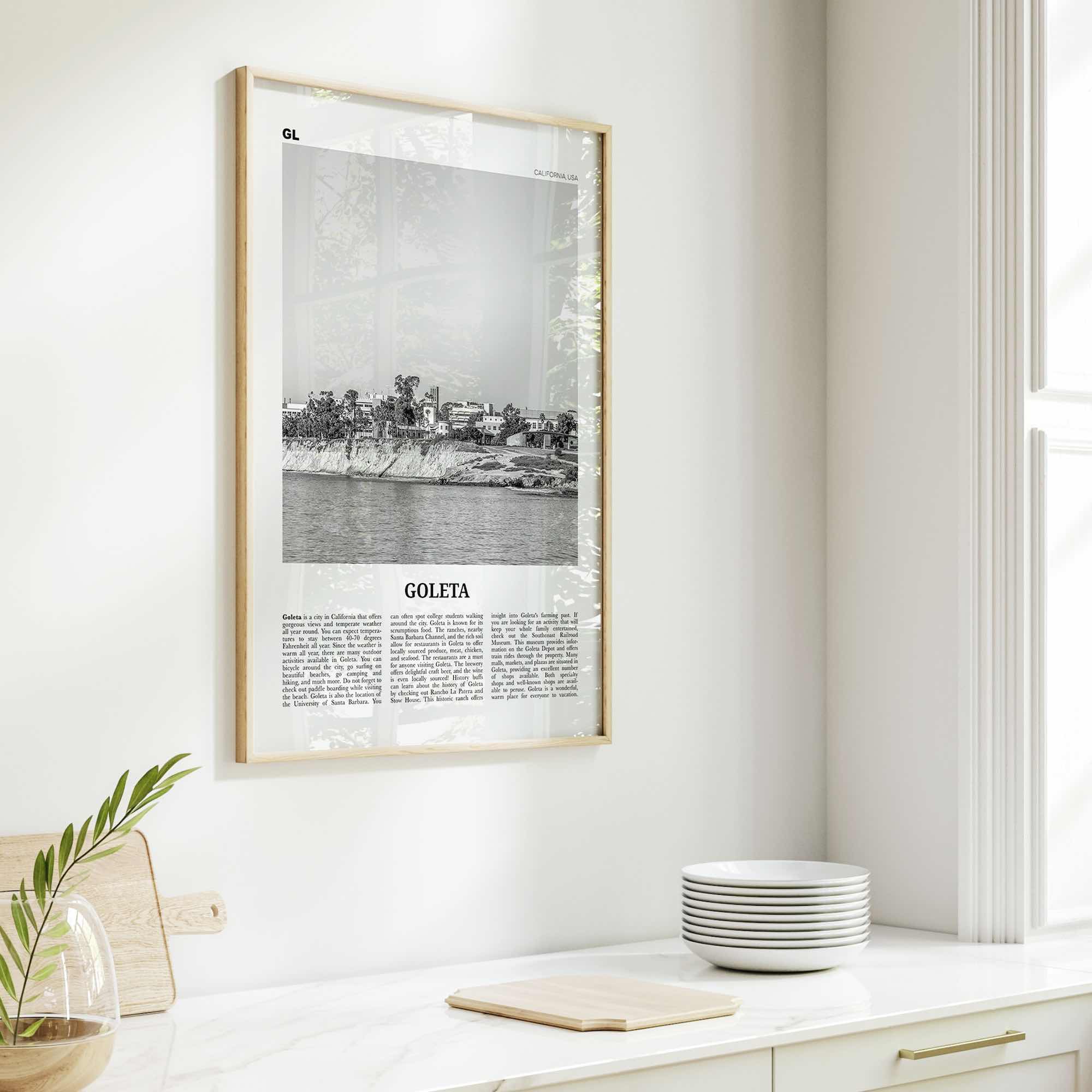 Goleta Print Black and White, Goleta Wall Art, Goleta Poster, Goleta Photo, Goleta Wall Décor, California, USA, United States