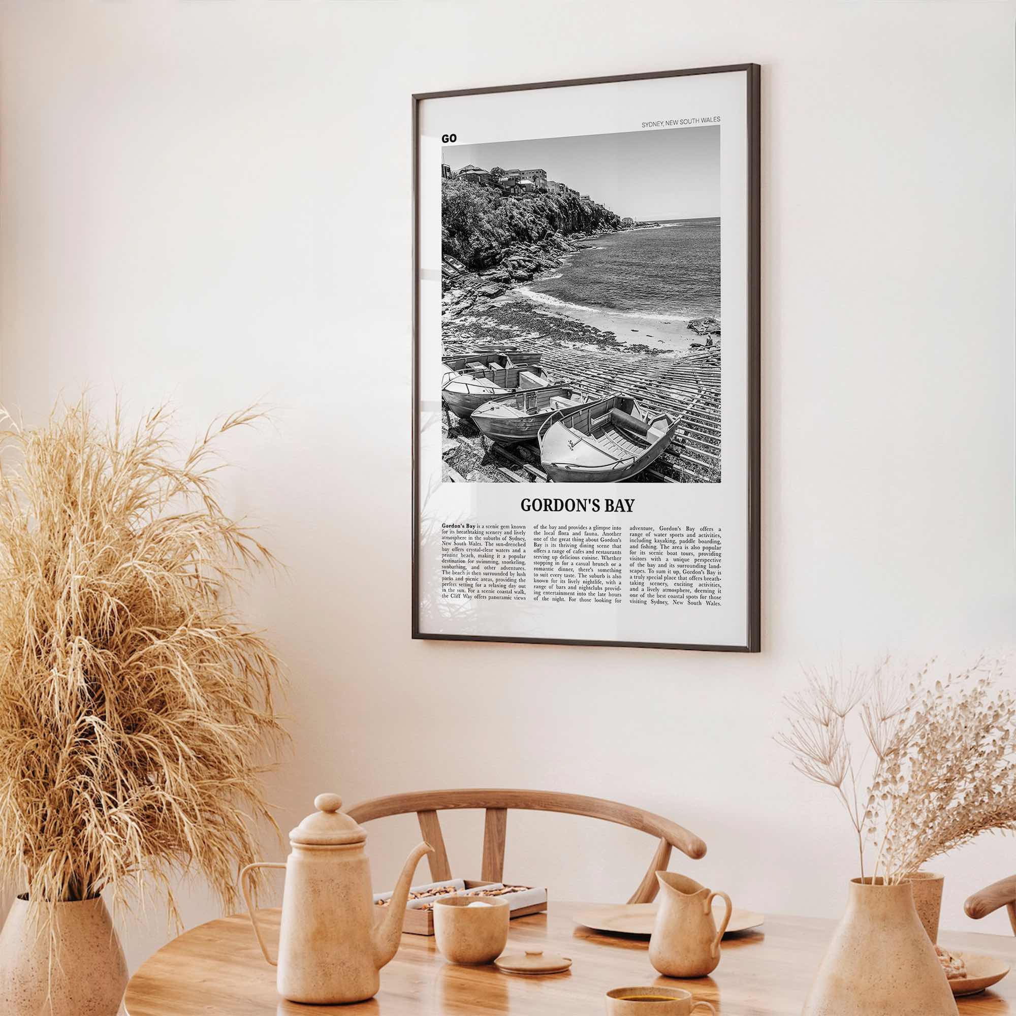Gordons Bay Print Black and White, Gordon’s Bay Wall Art, Gordon’s Bay Poster, Gordon’s Bay Photo, Gordon’s Bay Décor, Gordon’s Bay Map