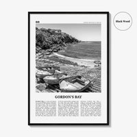 Gordons Bay Print Black and White, Gordon’s Bay Wall Art, Gordon’s Bay Poster, Gordon’s Bay Photo, Gordon’s Bay Décor, Gordon’s Bay Map