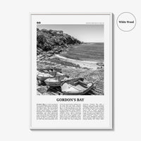 Gordons Bay Print Black and White, Gordon’s Bay Wall Art, Gordon’s Bay Poster, Gordon’s Bay Photo, Gordon’s Bay Décor, Gordon’s Bay Map