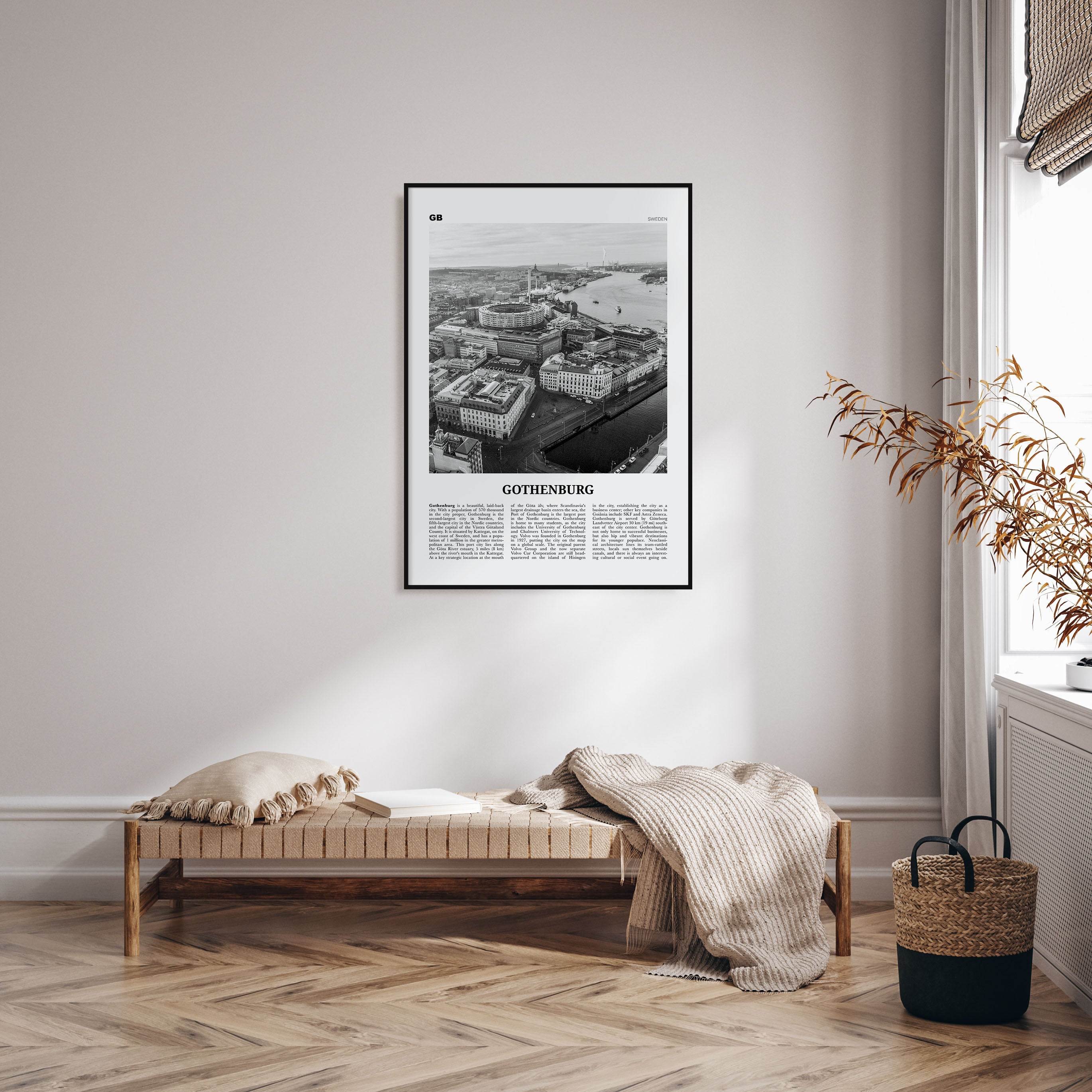 Gothenburg Travel B&W Poster