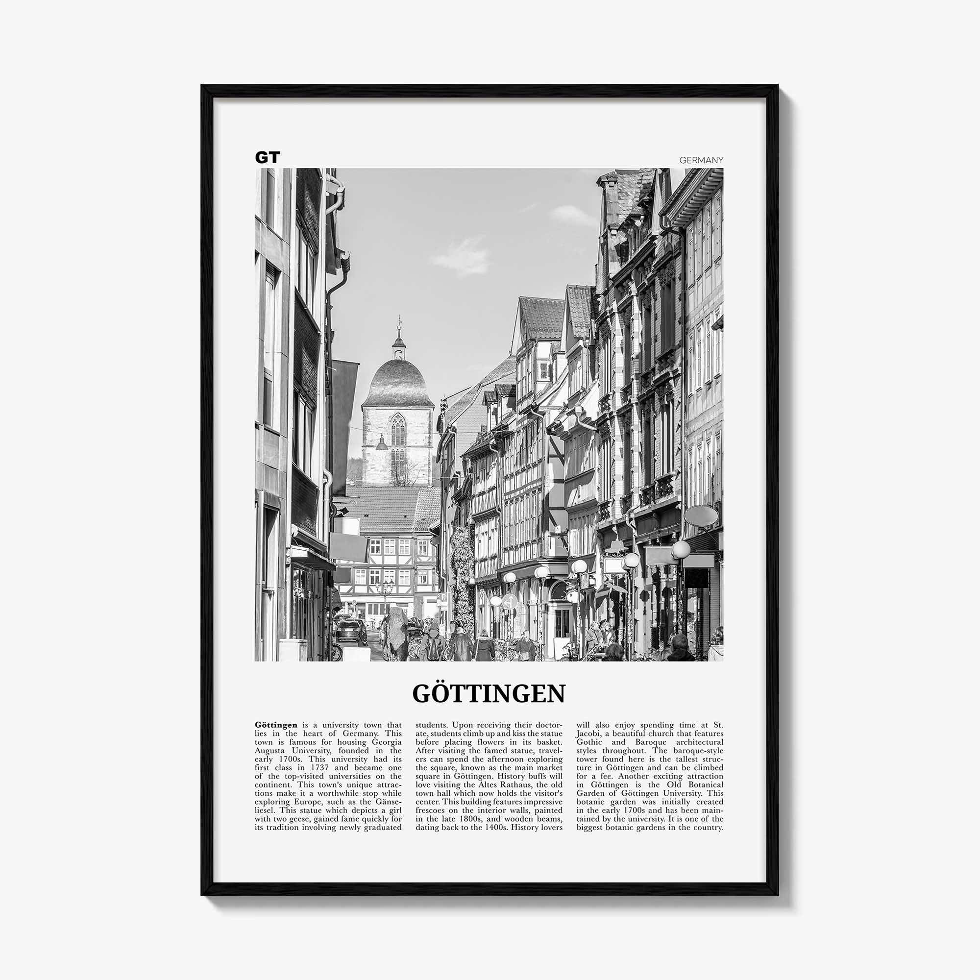 Gottingen Print Black and White, Göttingen Wall Art, Göttingen Poster, Göttingen Photo, Göttingen Wall Décor, Göttingen Map, Germany